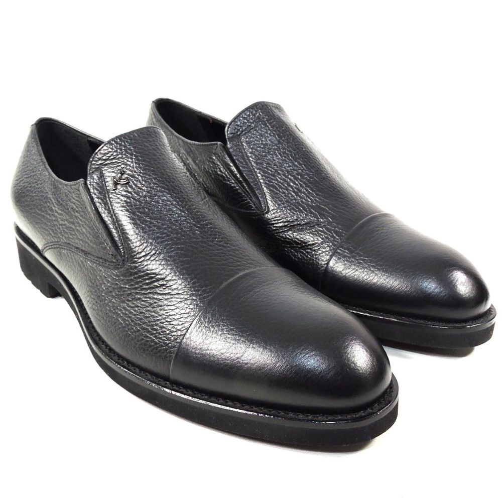 ALBERTO CICCIOLI 🇮🇹 MEN'S BLACK SOFT LEATHER COMFORT LOAFERS - Picture 2 of 8